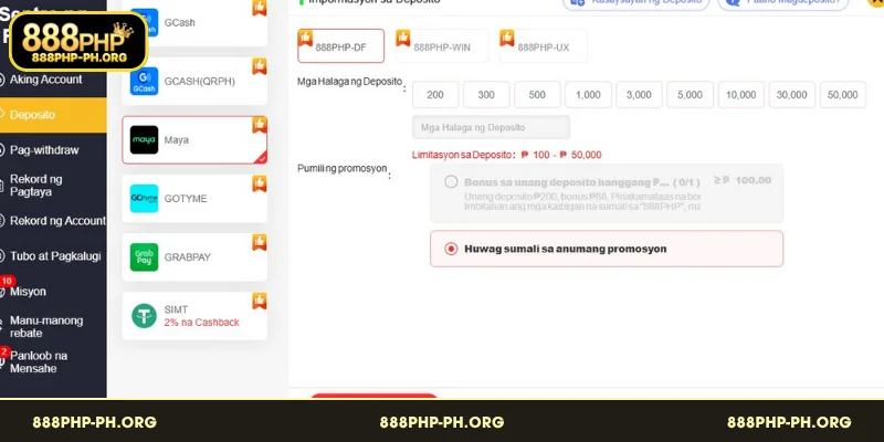 Mag deposit sa 888PHP nang MAYA Simple