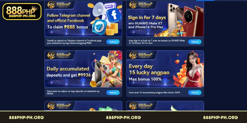 Mga natatanging promo at gantimpala mula sa 888PHP